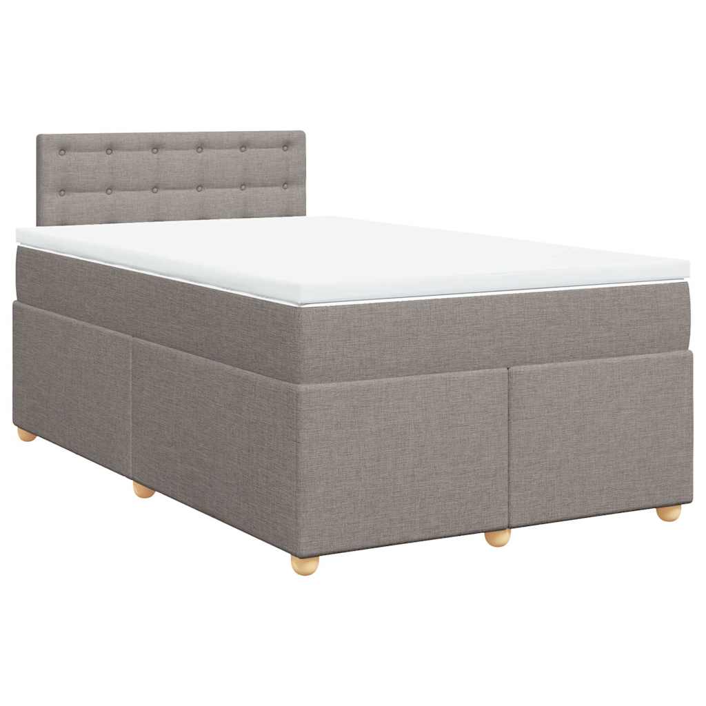 vidaXL Łóżko kontynentalne z materacem, taupe, 120x190 cm, tkanina
