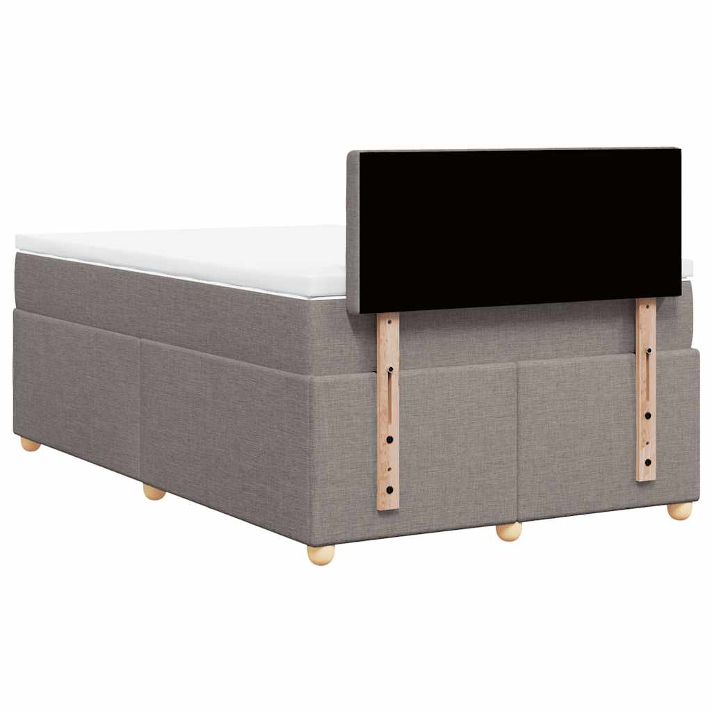 vidaXL Łóżko kontynentalne z materacem, taupe, 120x190 cm, tkanina
