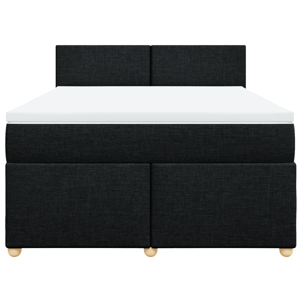 vidaXL Łóżko kontynentalne z materacem, czarne, tkanina, 140x190 cm