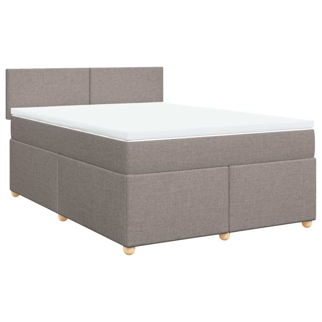 vidaXL Łóżko kontynentalne z materacem, taupe, tkanina, 140x190 cm
