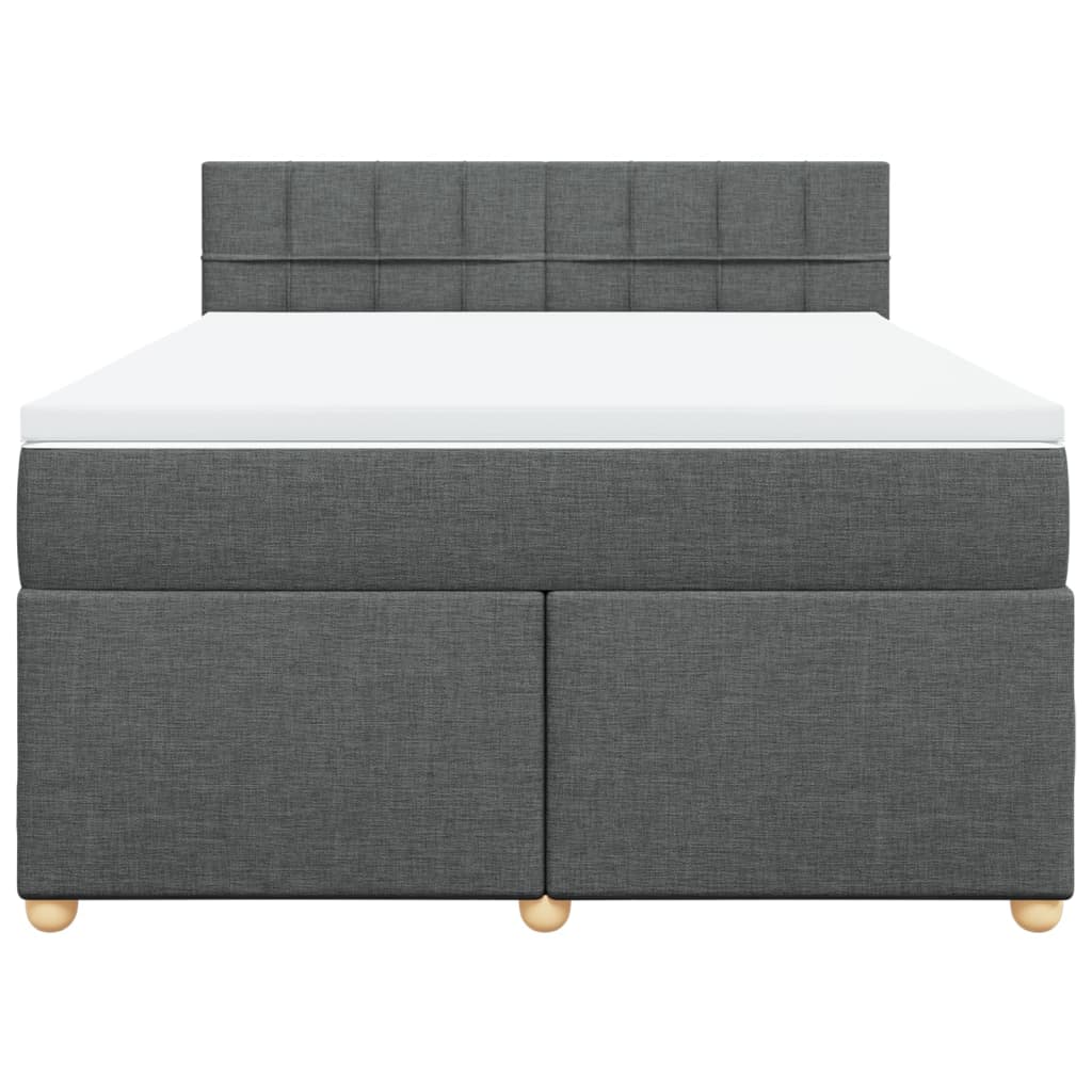 vidaXL Łóżko kontynentalne z materacem, ciemnoszara tkanina 140x190 cm