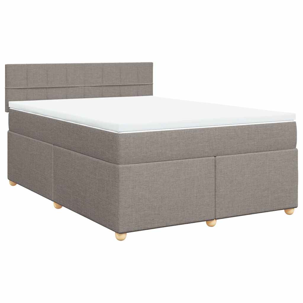 vidaXL Łóżko kontynentalne z materacem, taupe, tkanina, 140x190 cm