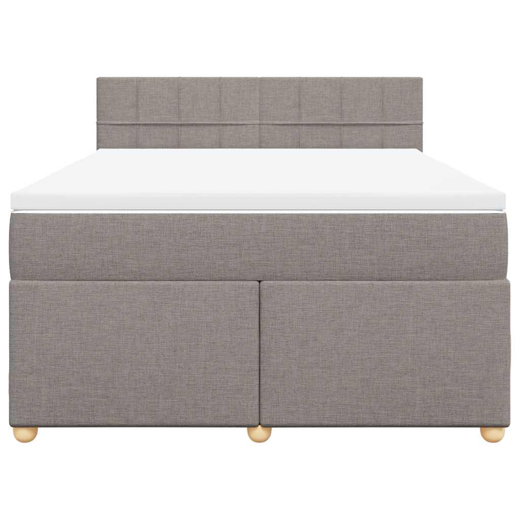 vidaXL Łóżko kontynentalne z materacem, taupe, tkanina, 140x190 cm
