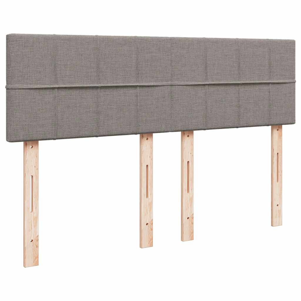 vidaXL Łóżko kontynentalne z materacem, taupe, tkanina, 140x190 cm