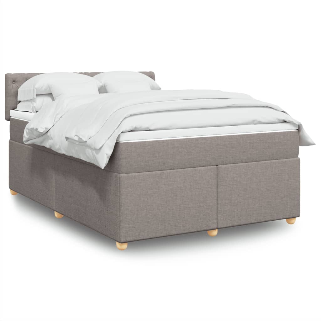 vidaXL Łóżko kontynentalne z materacem, taupe, tkanina, 140x190 cm
