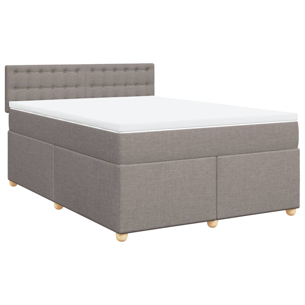 vidaXL Łóżko kontynentalne z materacem, taupe, tkanina, 140x190 cm