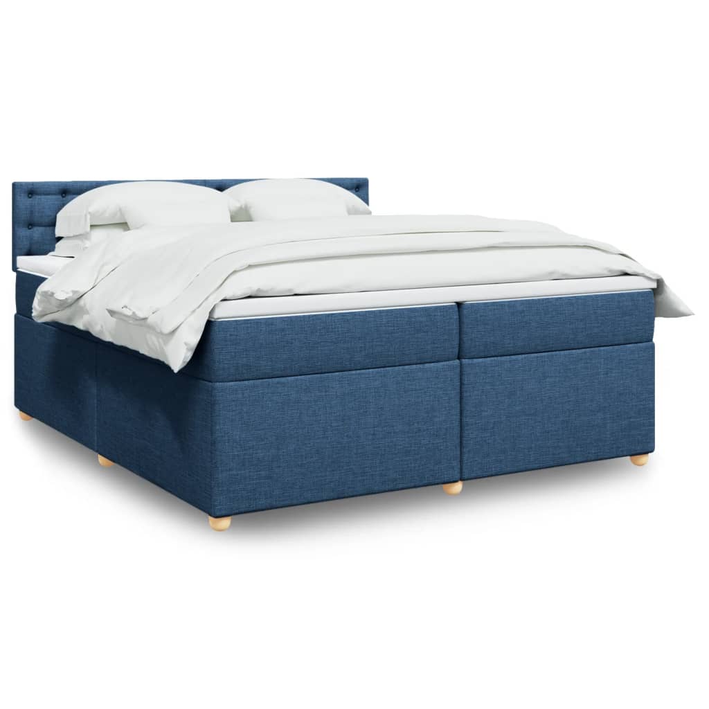 vidaXL Łóżko kontynentalne z materacem, niebieskie, tkanina 200x200 cm