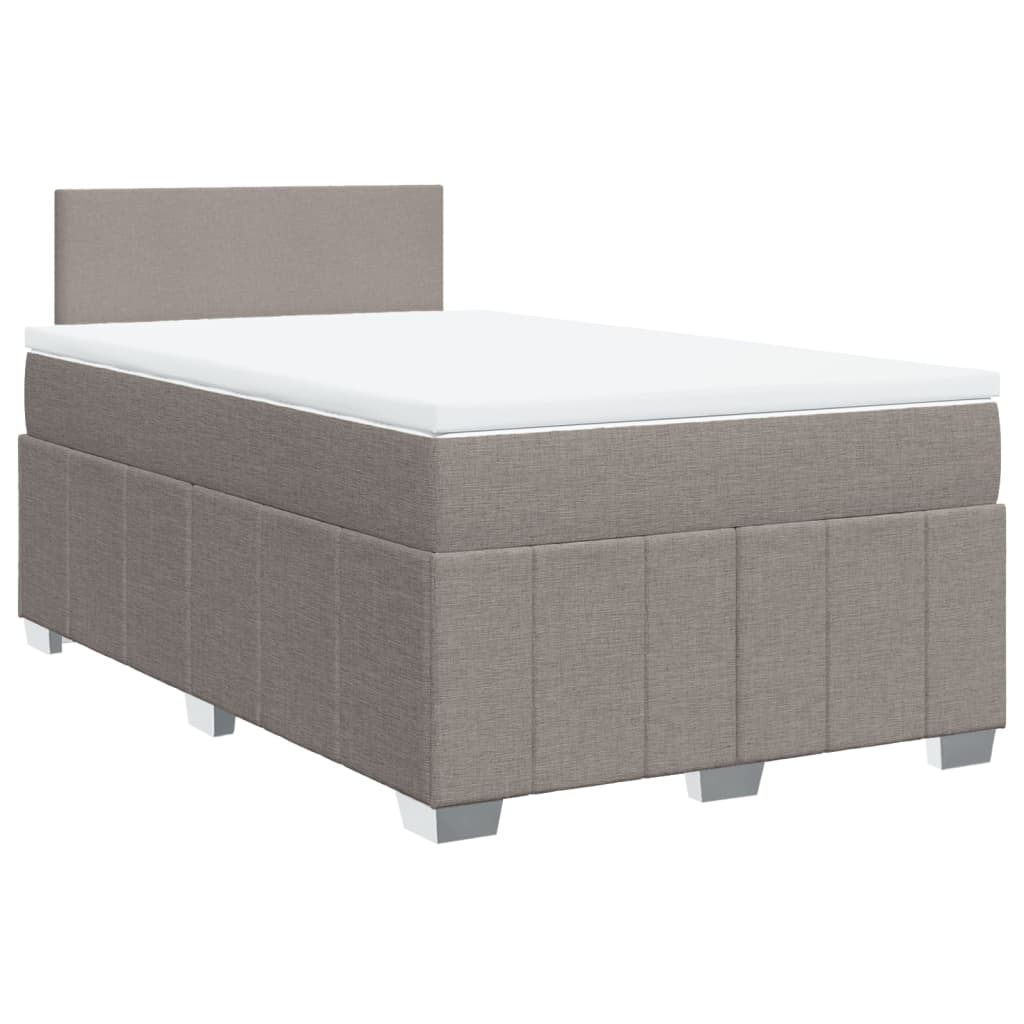 vidaXL Łóżko kontynentalne z materacem, taupe, 120x190 cm, tkanina
