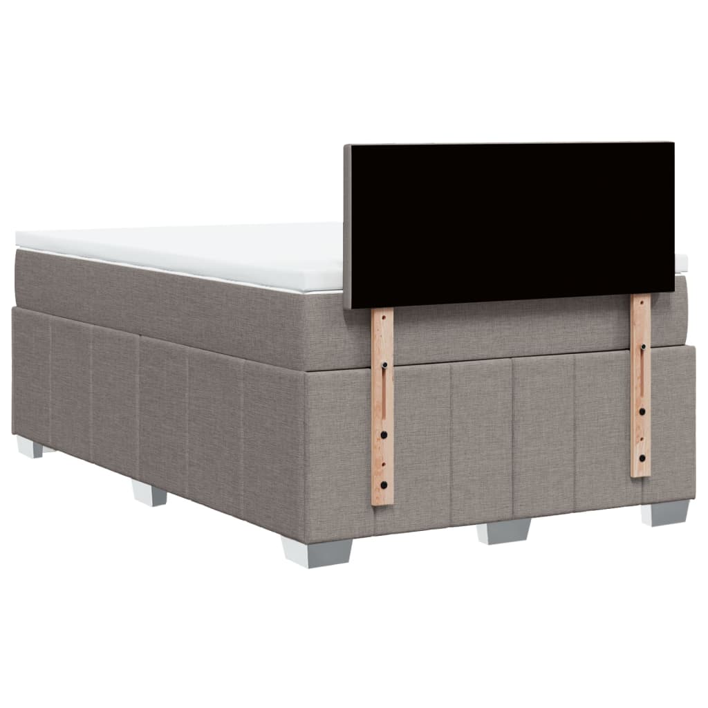 vidaXL Łóżko kontynentalne z materacem, taupe, 120x190 cm, tkanina