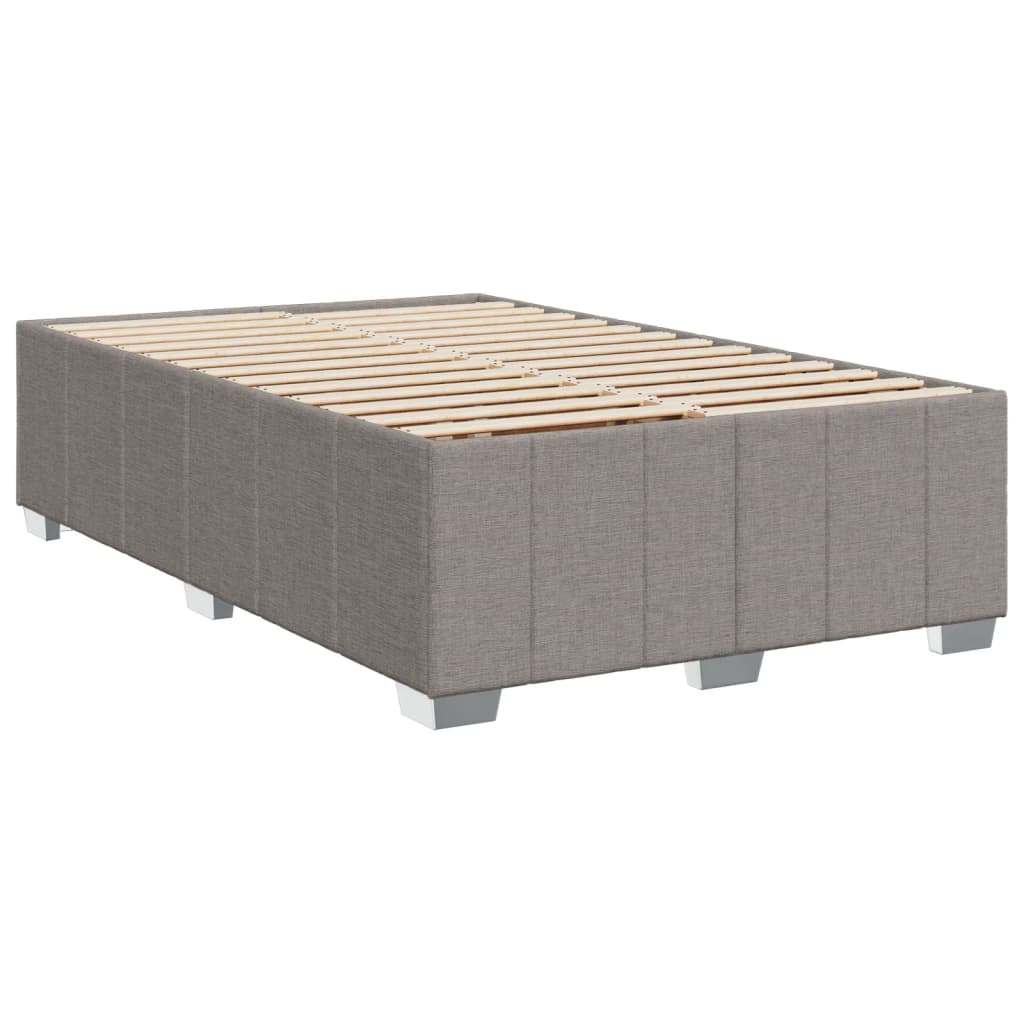 vidaXL Łóżko kontynentalne z materacem, taupe, 120x190 cm, tkanina