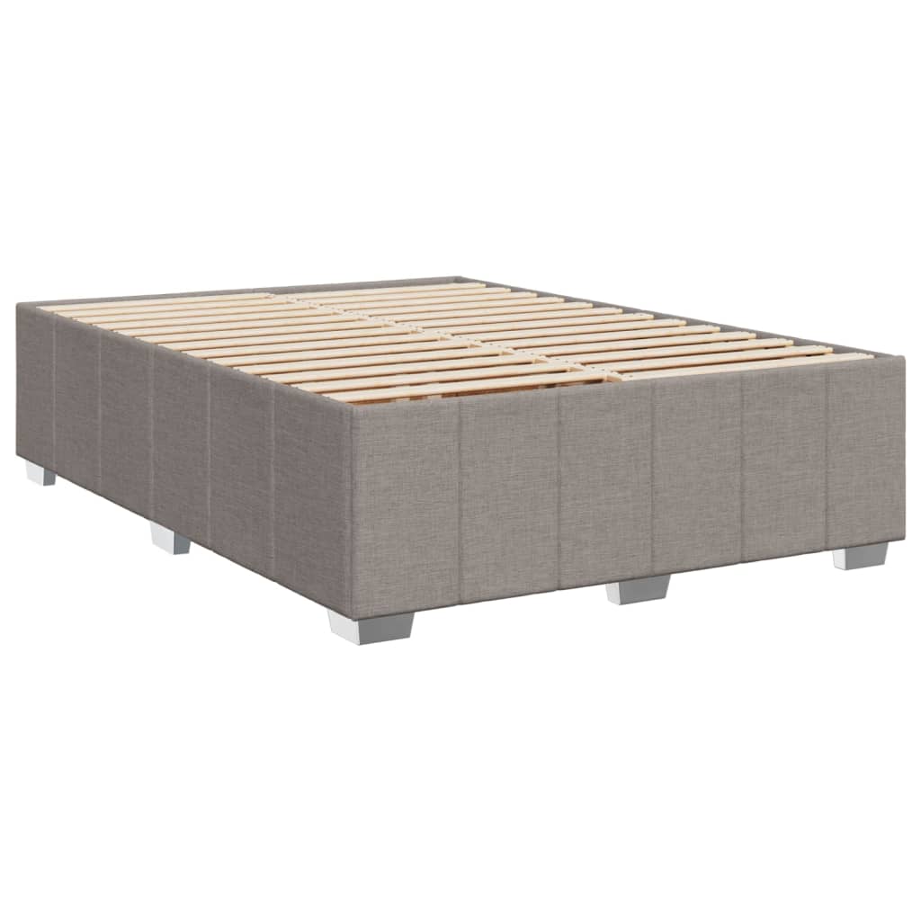 vidaXL Łóżko kontynentalne z materacem, taupe, tkanina, 140x200 cm
