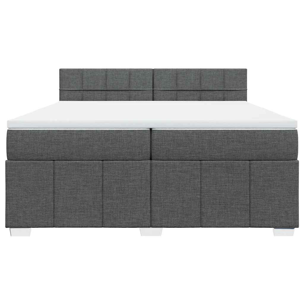 vidaXL Łóżko kontynentalne z materacem, ciemnoszara tkanina 200x200 cm