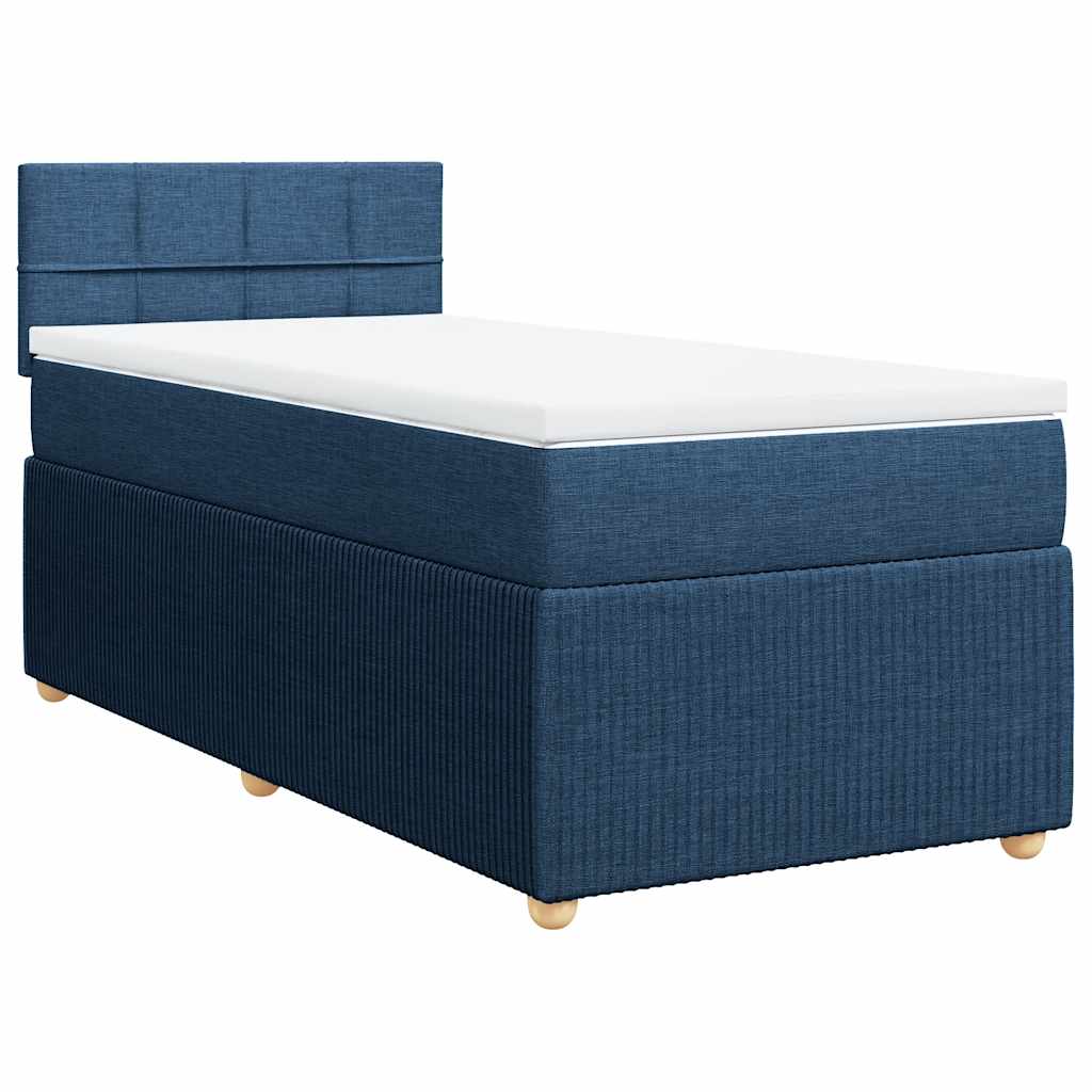 vidaXL Łóżko kontynentalne z materacem, niebieskie, tkanina, 80x200 cm