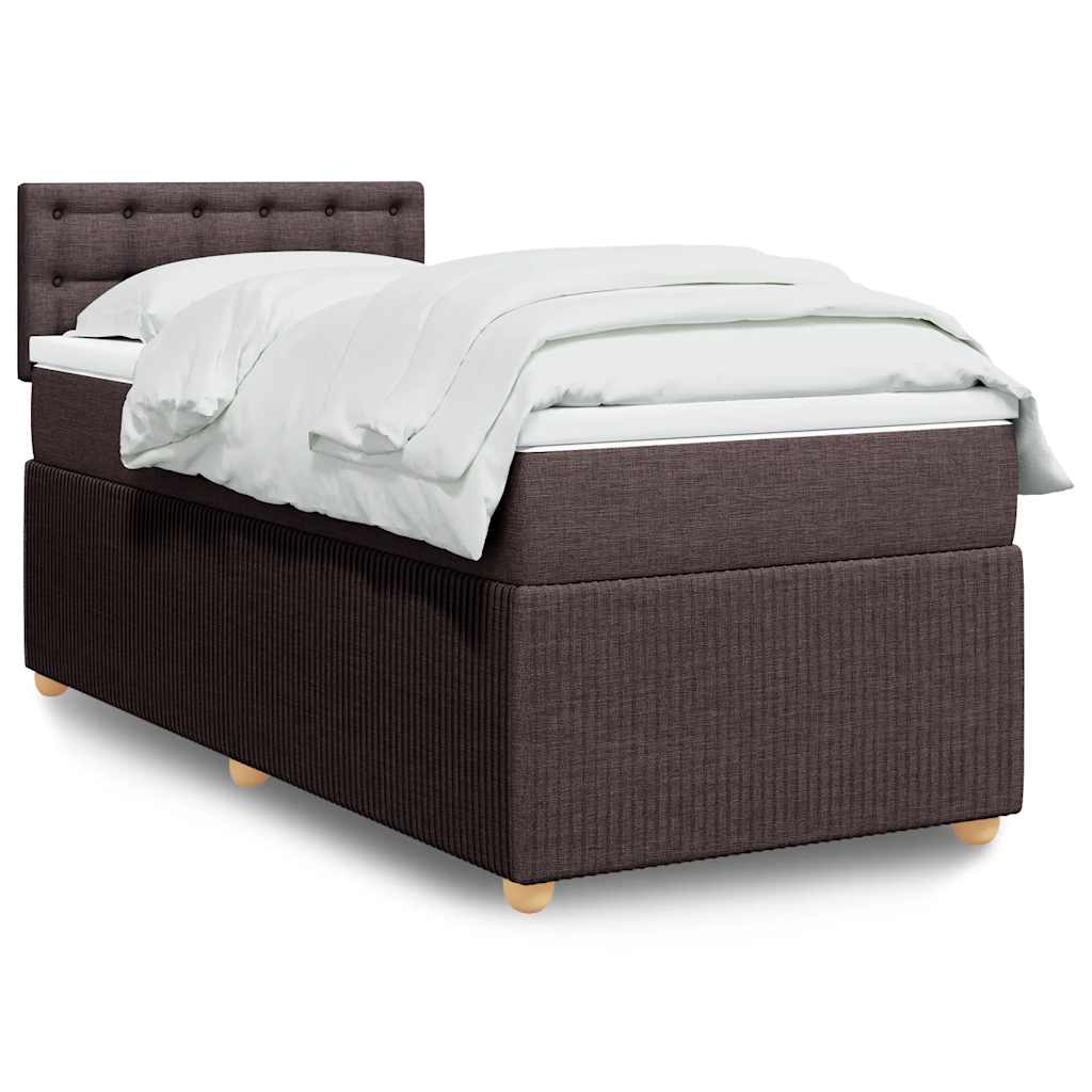 vidaXL Łóżko kontynentalne z materacem, brązowe, tkanina, 90x200 cm