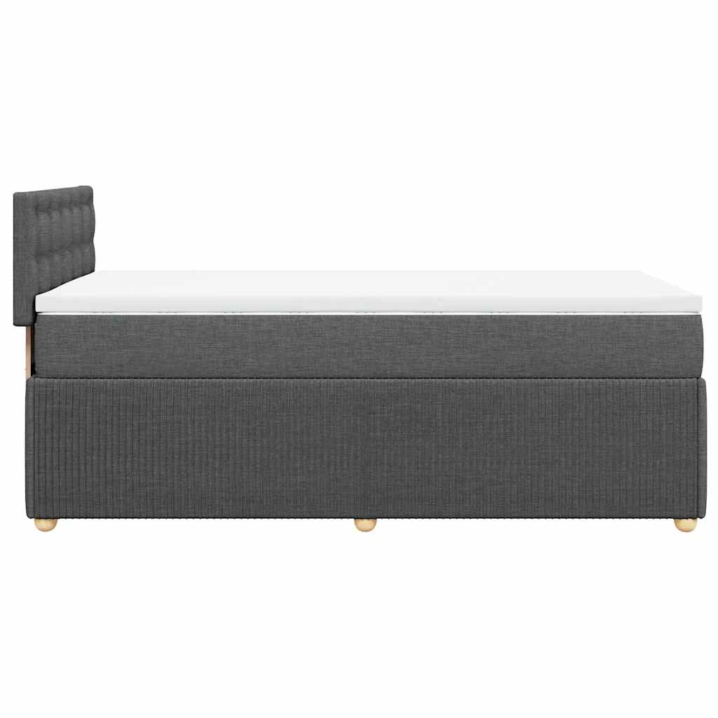 vidaXL Łóżko kontynentalne z materacem, ciemnoszara tkanina 100x200 cm