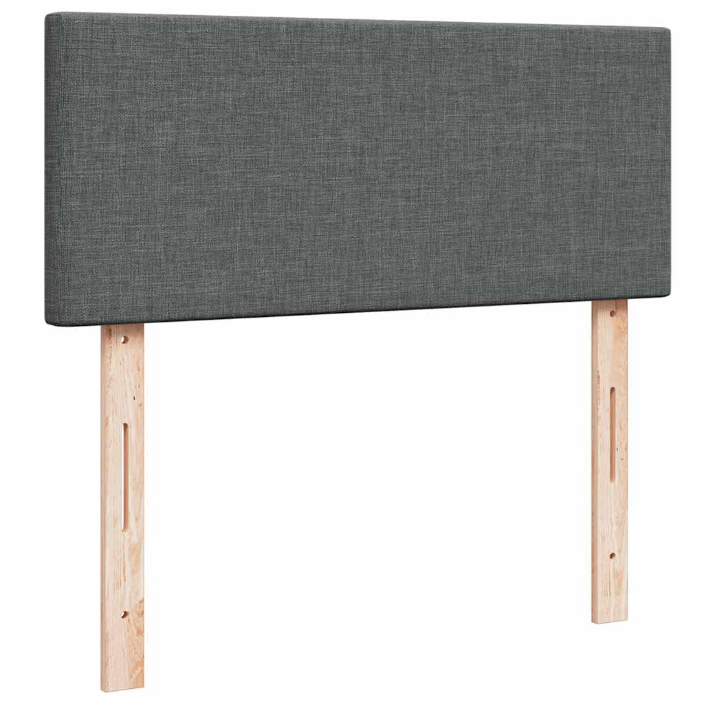 vidaXL Łóżko kontynentalne z materacem, ciemnoszare, 120x190cm tkanina