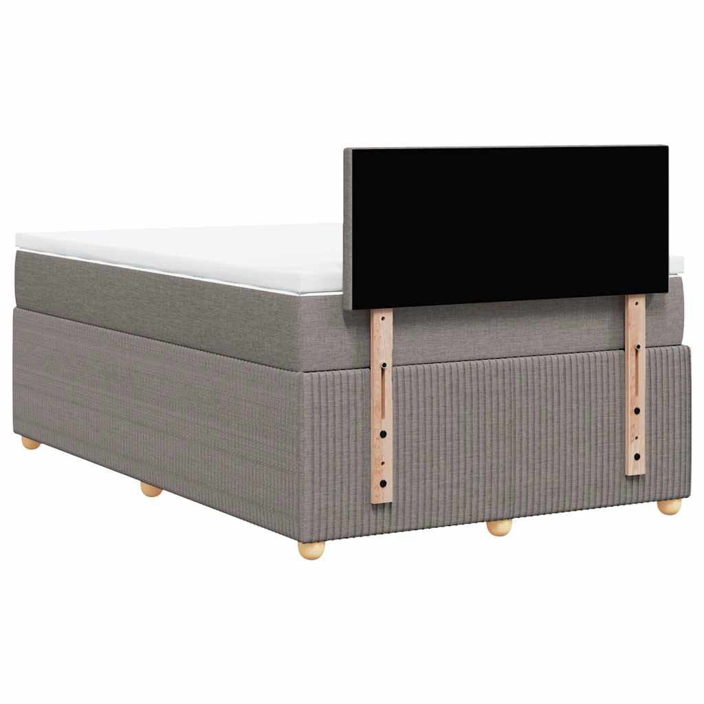vidaXL Łóżko kontynentalne z materacem, taupe, 120x190 cm, tkanina