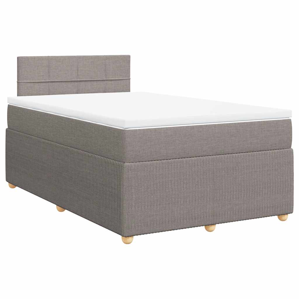 vidaXL Łóżko kontynentalne z materacem, taupe, 120x190 cm, tkanina