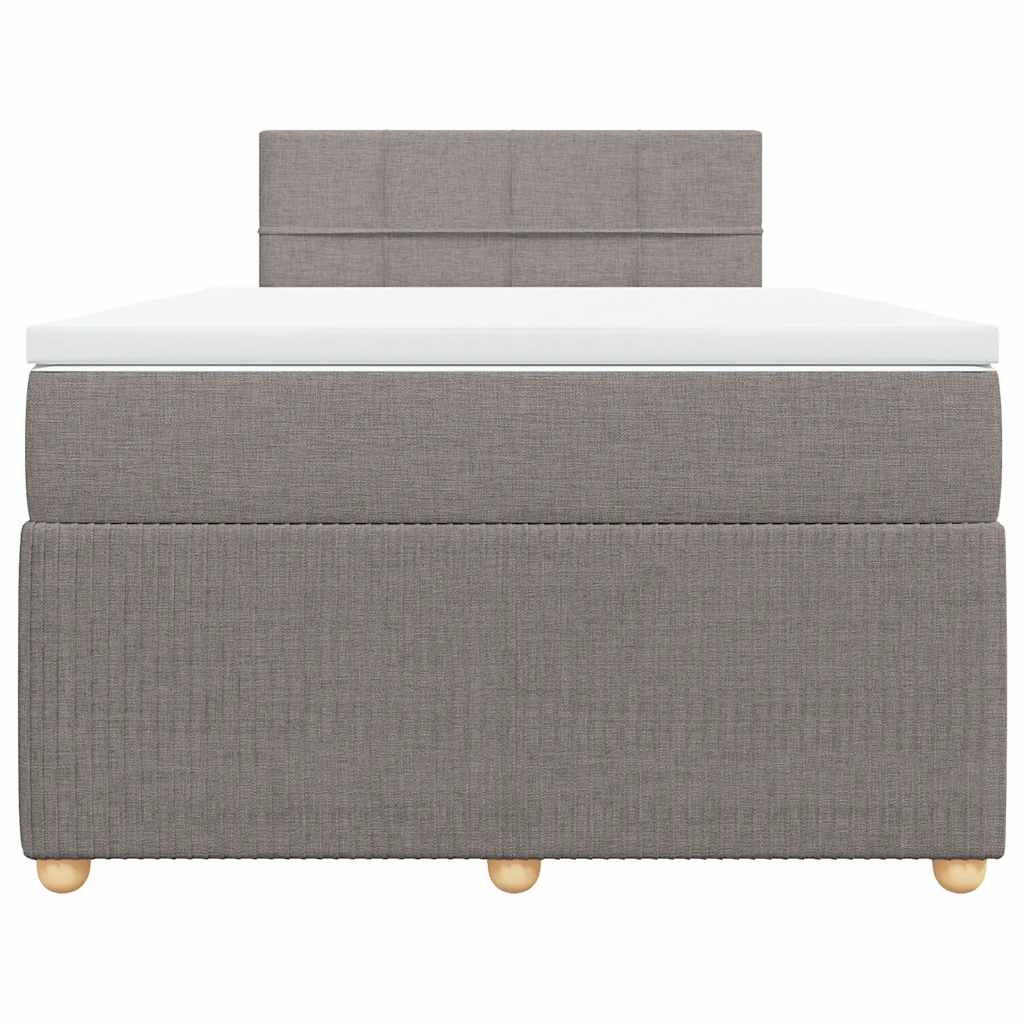 vidaXL Łóżko kontynentalne z materacem, taupe, 120x190 cm, tkanina