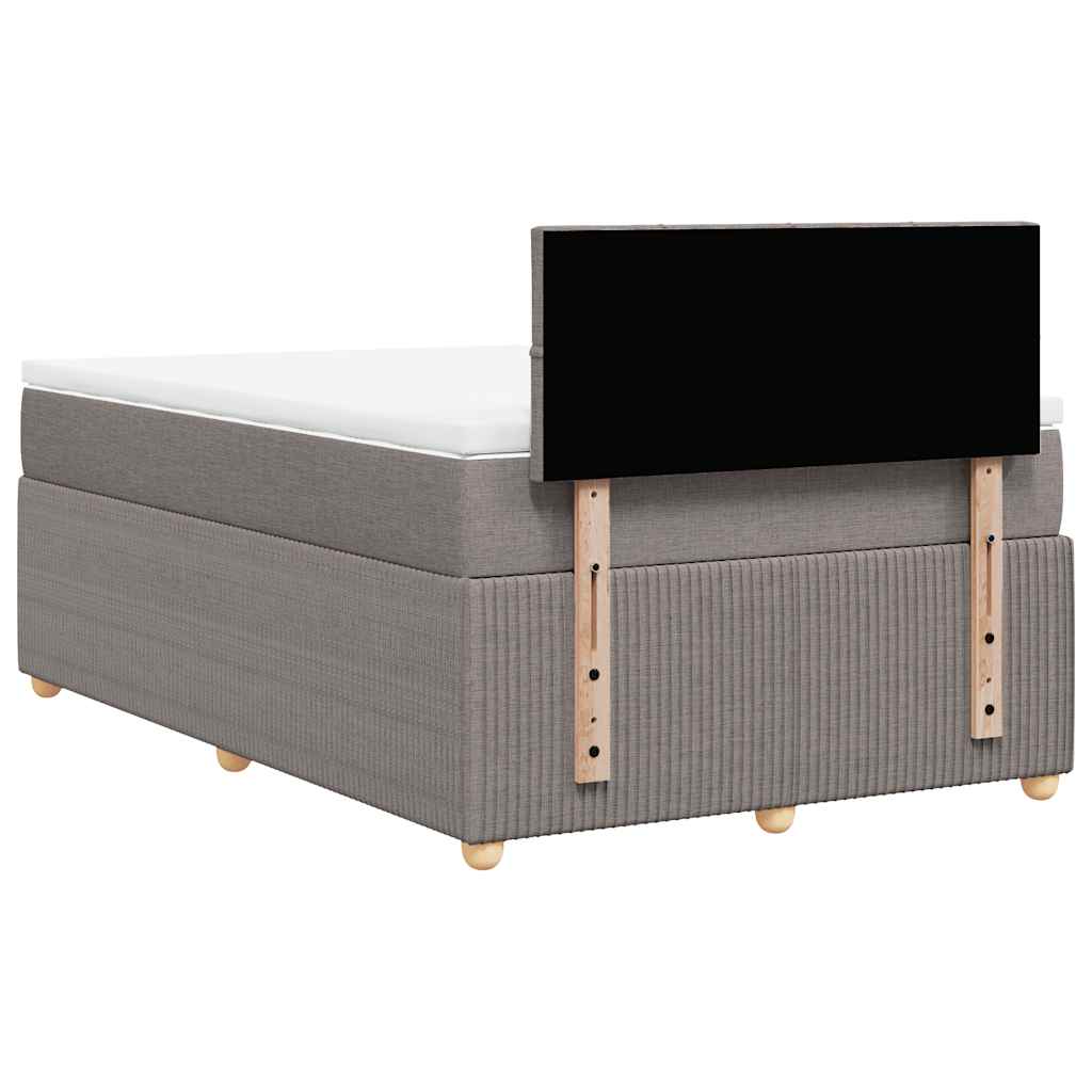 vidaXL Łóżko kontynentalne z materacem, taupe, 120x190 cm, tkanina
