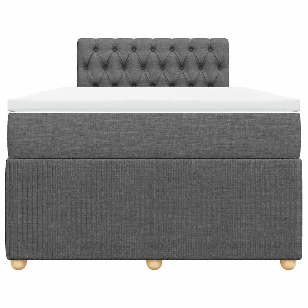 vidaXL Łóżko kontynentalne z materacem, ciemnoszare, 120x190cm tkanina