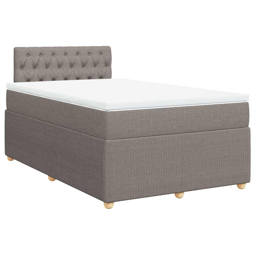 vidaXL Łóżko kontynentalne z materacem, taupe, 120x190 cm, tkanina