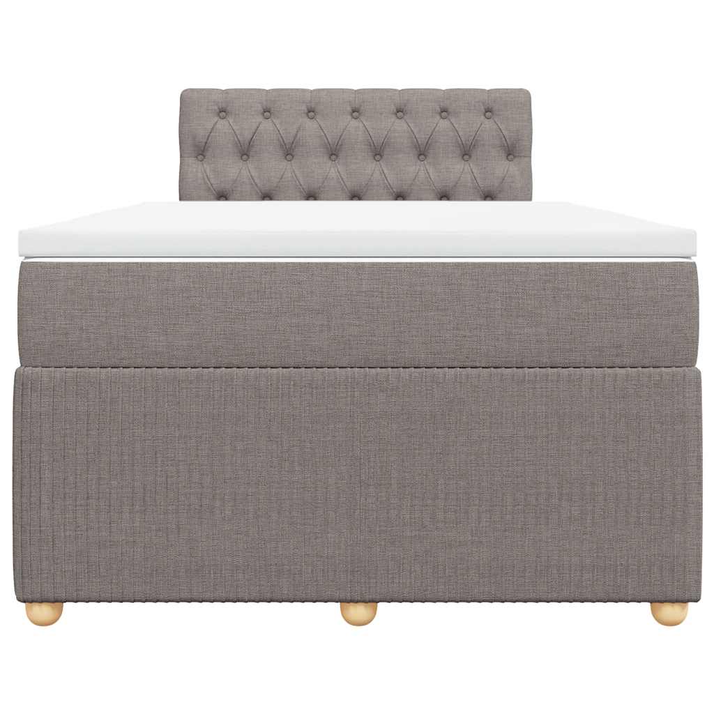 vidaXL Łóżko kontynentalne z materacem, taupe, 120x190 cm, tkanina