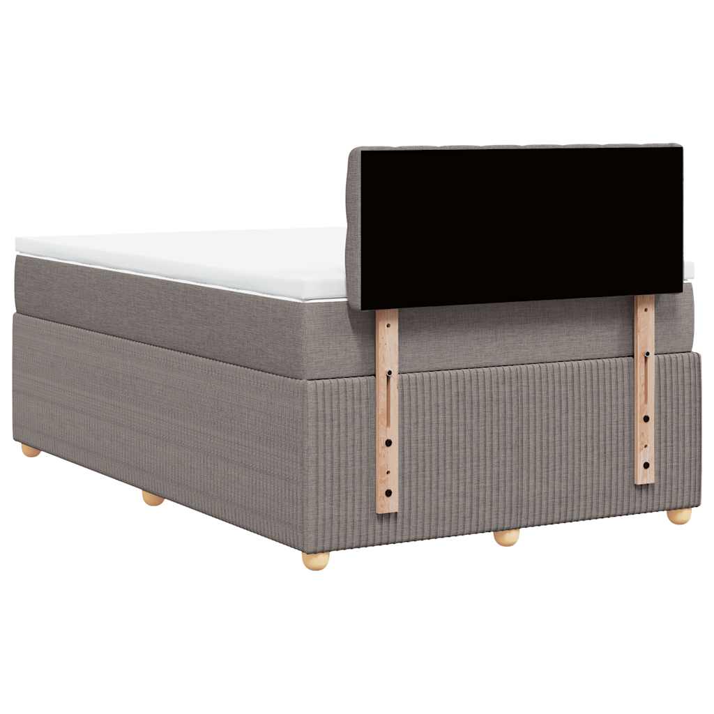 vidaXL Łóżko kontynentalne z materacem, taupe, 120x190 cm, tkanina