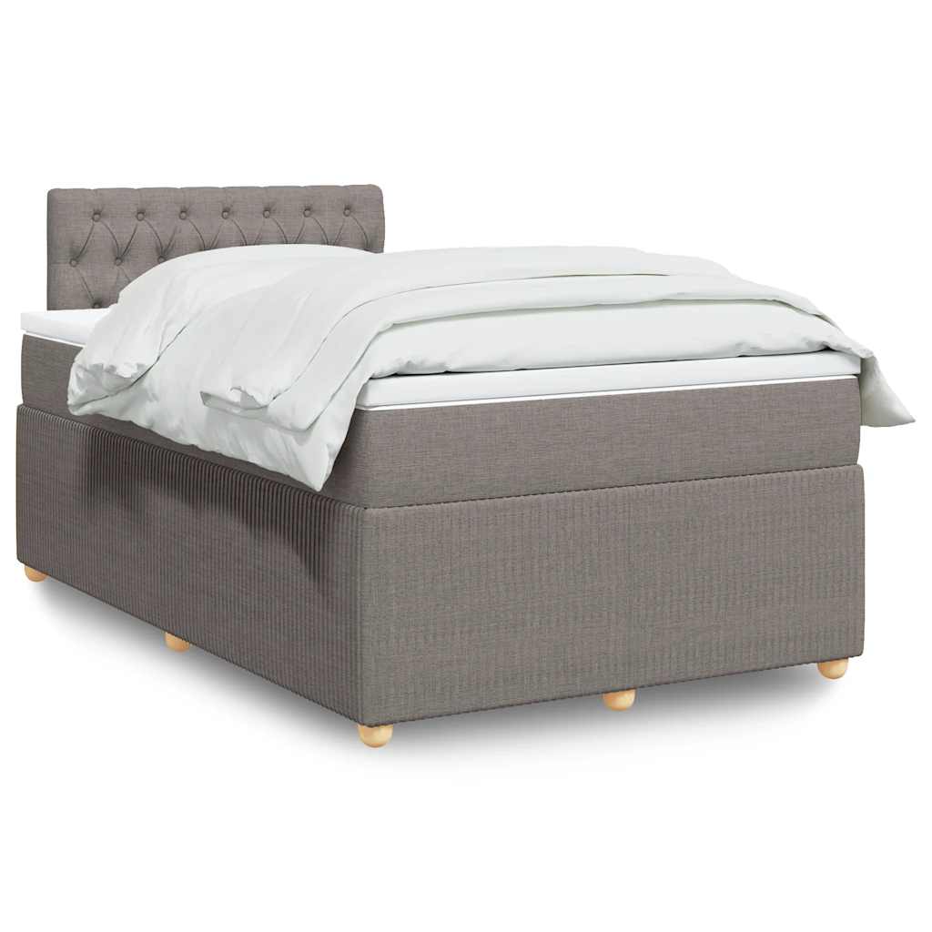 vidaXL Łóżko kontynentalne z materacem, taupe, 120x190 cm, tkanina