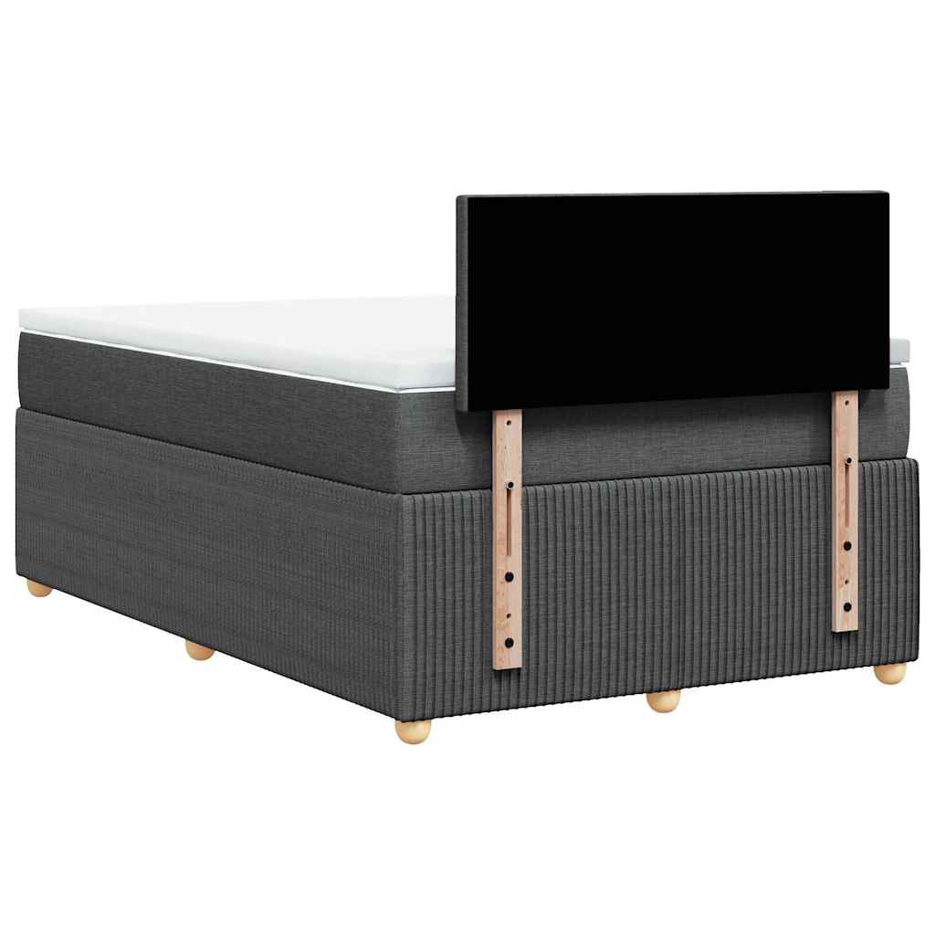 vidaXL Łóżko kontynentalne z materacem, ciemnoszara tkanina 120x200 cm