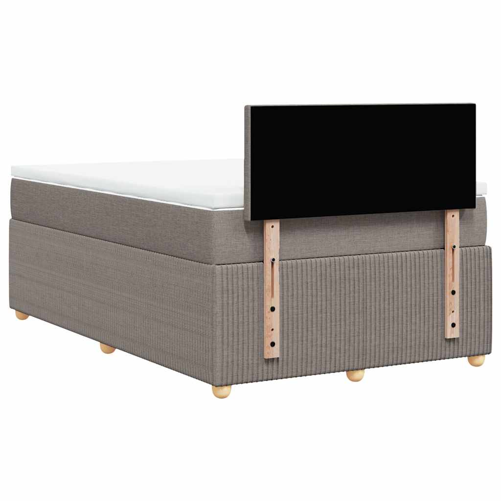 vidaXL Łóżko kontynentalne z materacem, taupe, tkanina, 120x200 cm