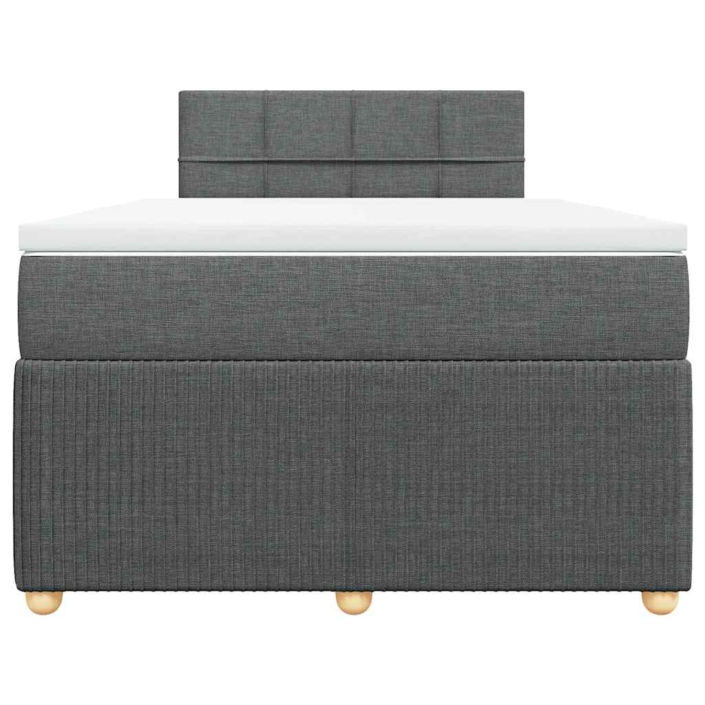 vidaXL Łóżko kontynentalne z materacem, ciemnoszara tkanina 120x200 cm