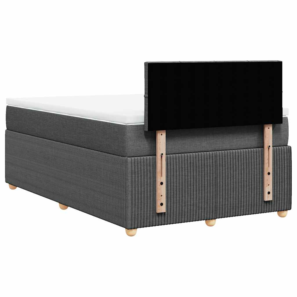 vidaXL Łóżko kontynentalne z materacem, ciemnoszara tkanina 120x200 cm