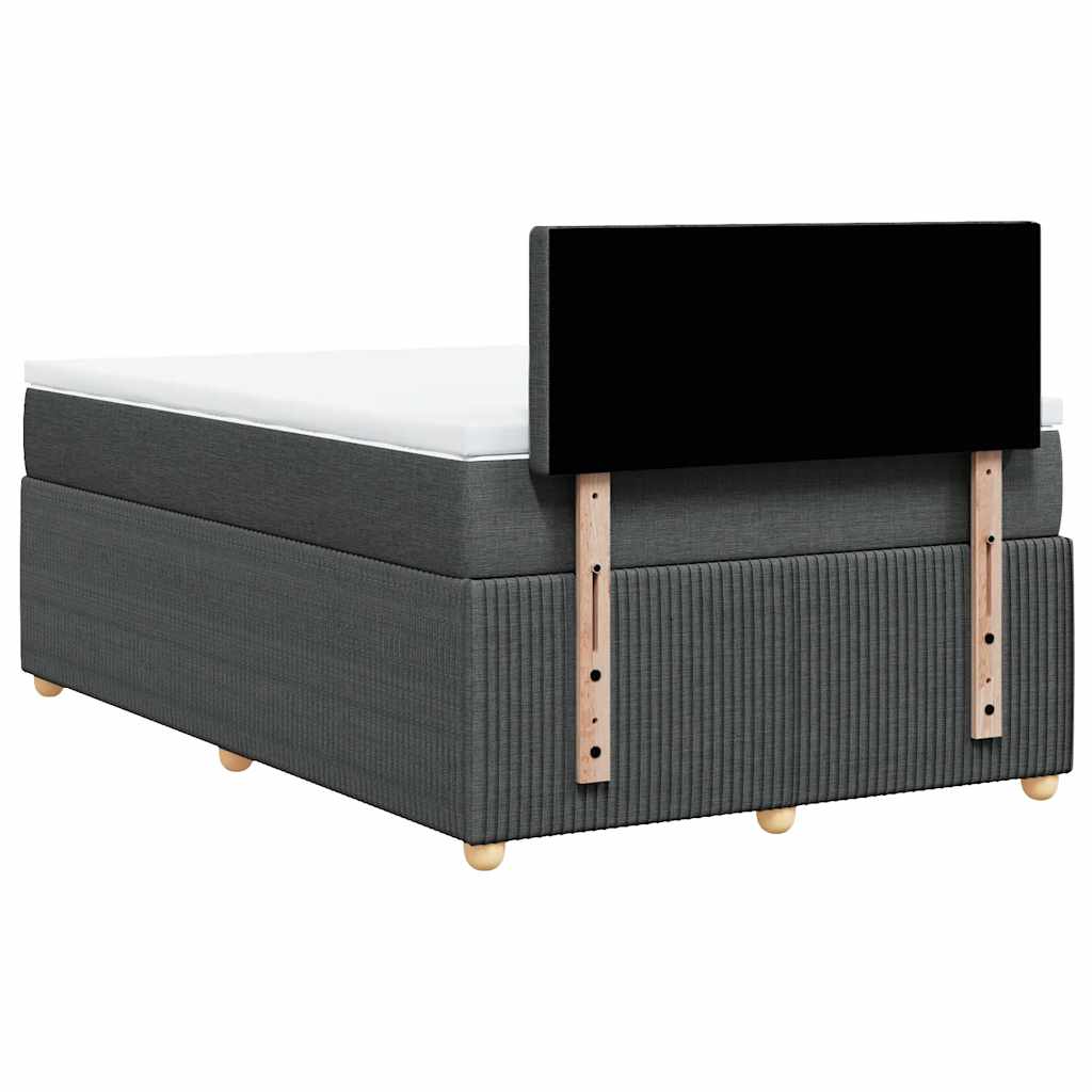 vidaXL Łóżko kontynentalne z materacem, ciemnoszara tkanina 120x200 cm