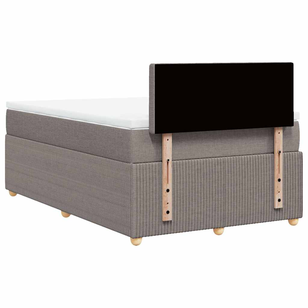 vidaXL Łóżko kontynentalne z materacem, taupe, tkanina, 120x200 cm