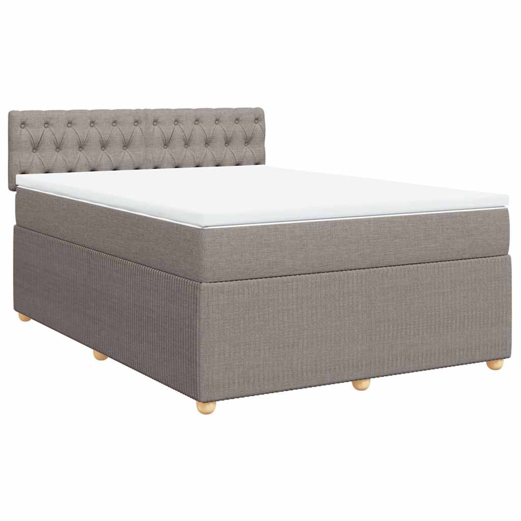 vidaXL Łóżko kontynentalne z materacem, taupe, tkanina, 140x190 cm