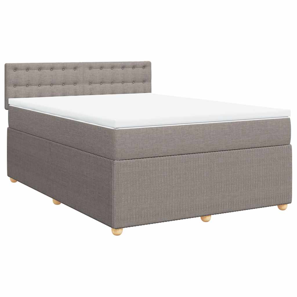vidaXL Łóżko kontynentalne z materacem, taupe, tkanina, 140x190 cm