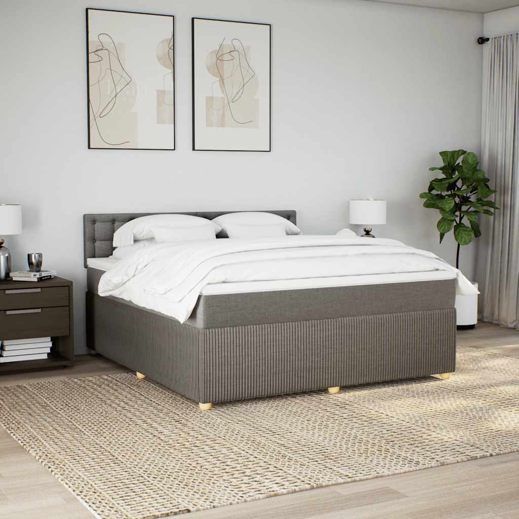 vidaXL Łóżko kontynentalne z materacem, taupe, tkanina, 180x200 cm