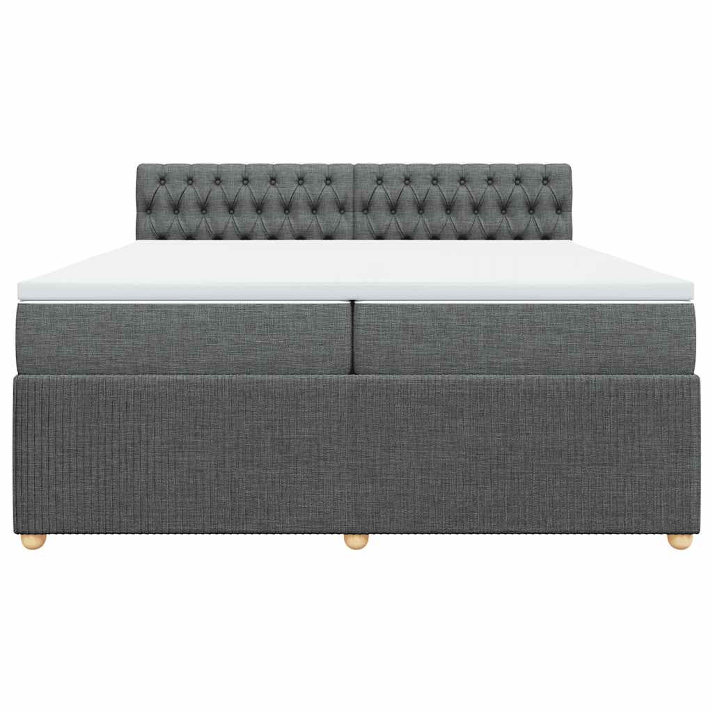 vidaXL Łóżko kontynentalne z materacem, ciemnoszara tkanina 200x200 cm