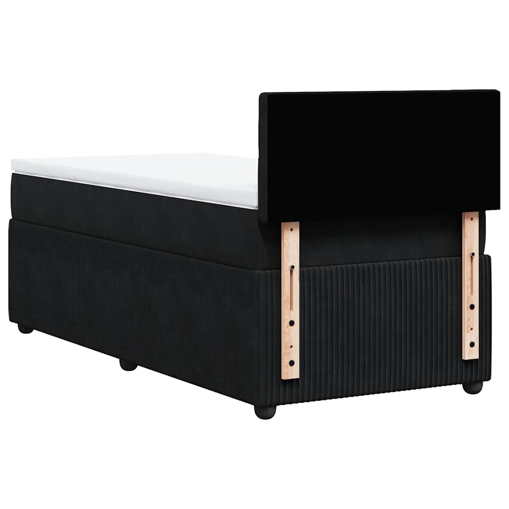 vidaXL Łóżko kontynentalne z materacem, czarne, aksamit 80x200 cm