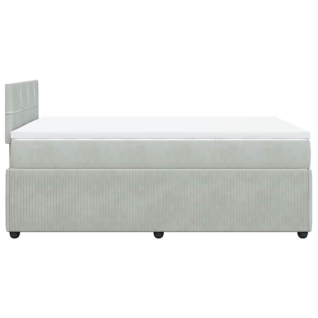 vidaXL Łóżko kontynentalne z materacem, jasnoszare, 120x190cm, aksamit