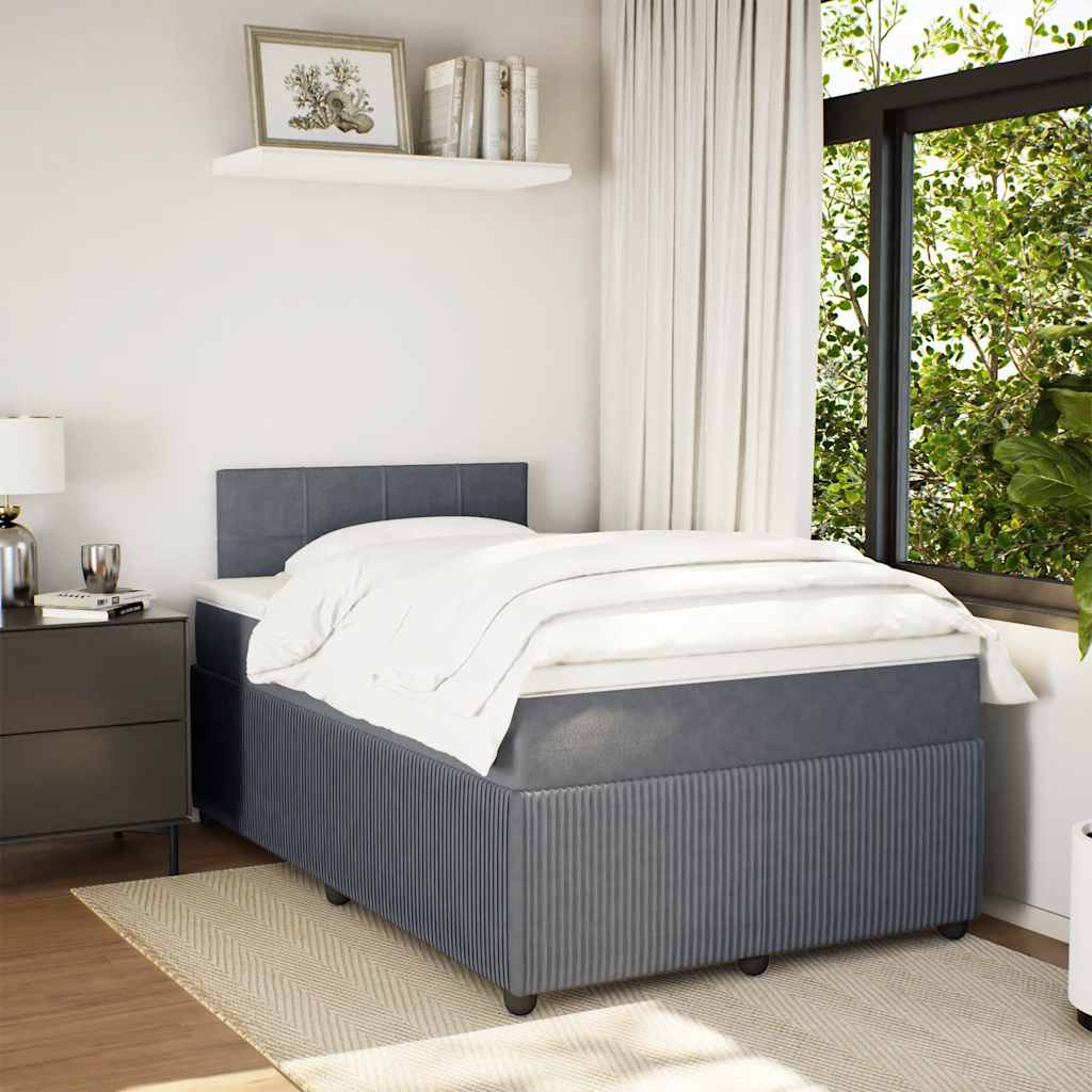 vidaXL Łóżko kontynentalne z materacem, ciemnoszare, 120x190cm aksamit