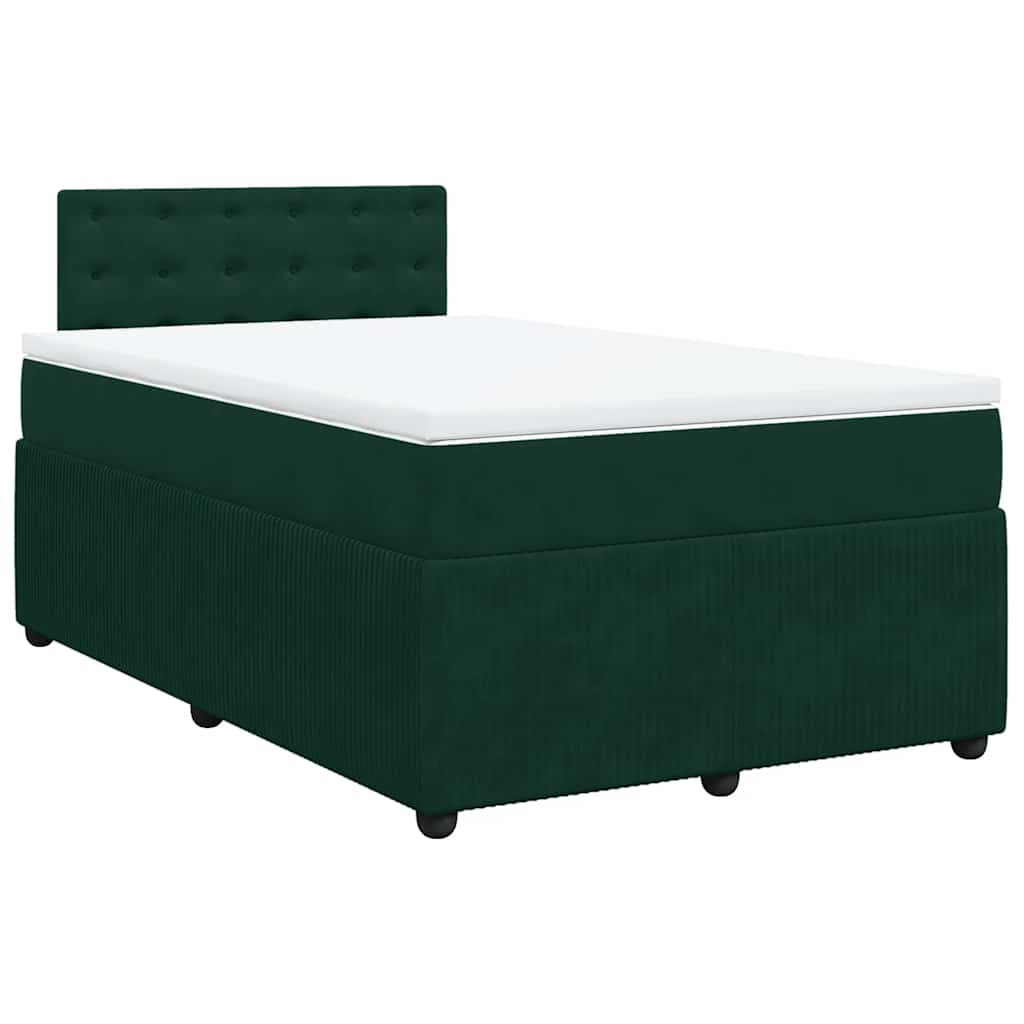 vidaXL Łóżko kontynentalne z materacem, ciemnozielone, 120x200 cm