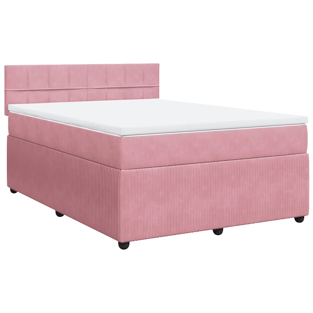 vidaXL Łóżko kontynentalne z materacem, różowe, 160x200 cm, aksamit