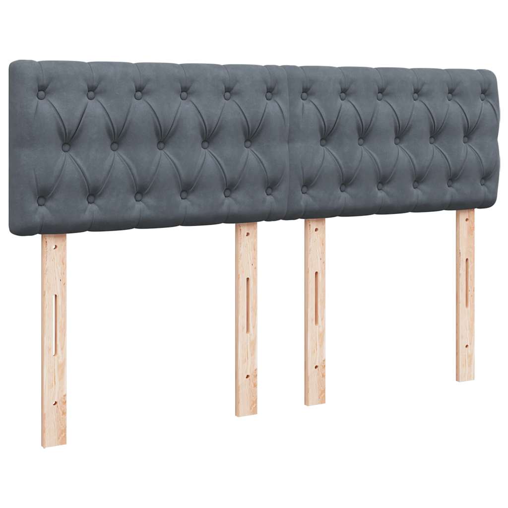 vidaXL Łóżko kontynentalne z materacem, ciemnoszare, 160x200cm aksamit