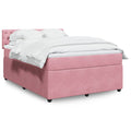 vidaXL Łóżko kontynentalne z materacem, różowe, 160x200 cm, aksamit