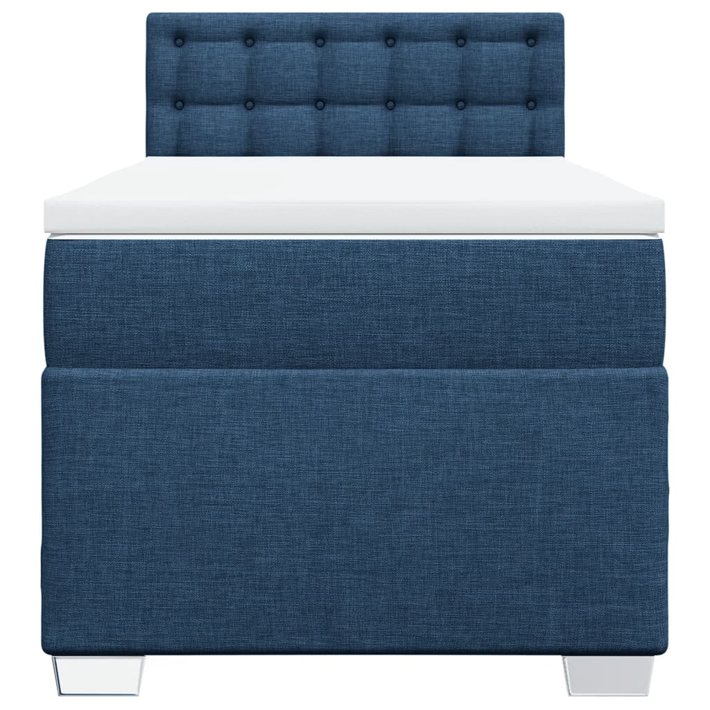 vidaXL Łóżko kontynentalne z materacem, niebieskie, tkanina, 80x200 cm