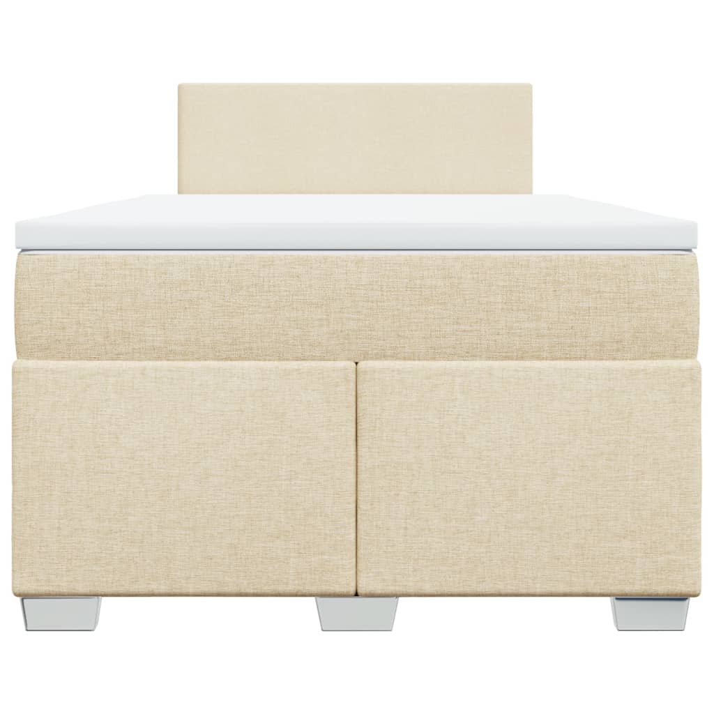 vidaXL Łóżko kontynentalne z materacem, kremowe, 120x190 cm, tkanina