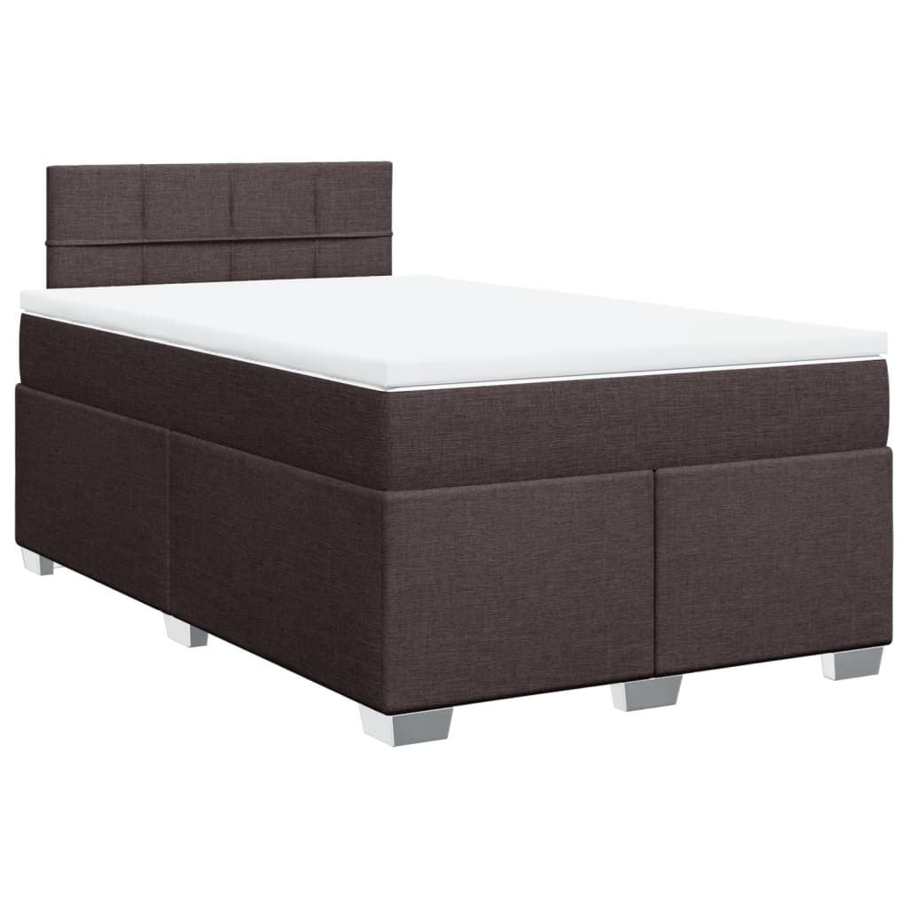 vidaXL Łóżko kontynentalne z materacem, ciemnobrązowe, 120x190 cm