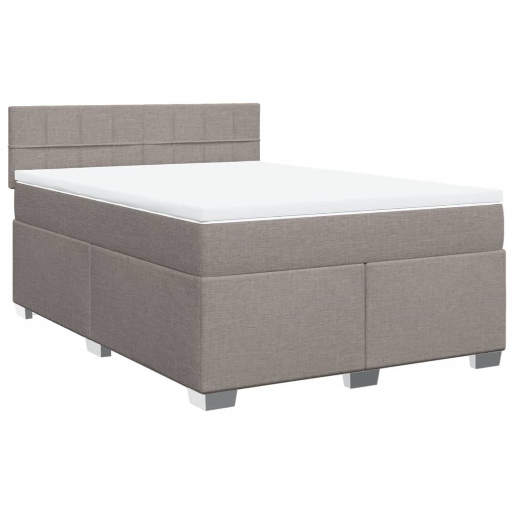 vidaXL Łóżko kontynentalne z materacem, taupe, tkanina, 140x190 cm